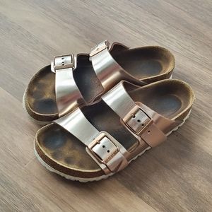 Rose Gold Arizona Soft Footbed Birkenstocks